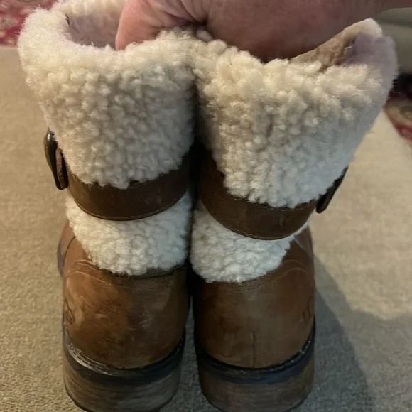 Ugg Blayre II Womens Leather Sherpa Boots Size 6 Winter Brown Zip 1008220 (TD) - Picture 5 of 12